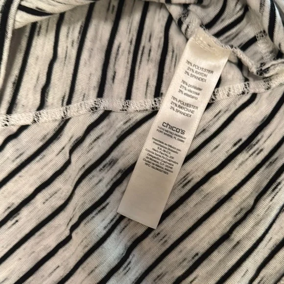 Chicos Striped Black and White Long Sleeve Top 3/4 sleeve - Picture 3 of 3